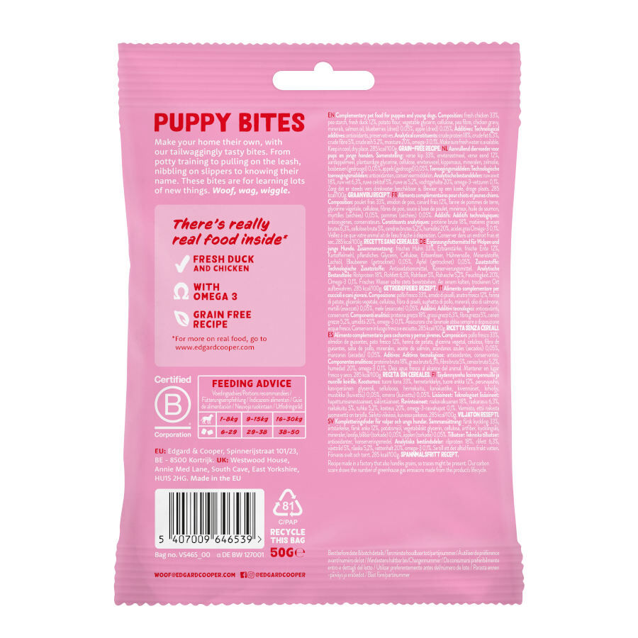 50 g Edgard & Cooper Bocaditos Mini Puppy de Pato y Pollo para perros, , large Imagen numero 6